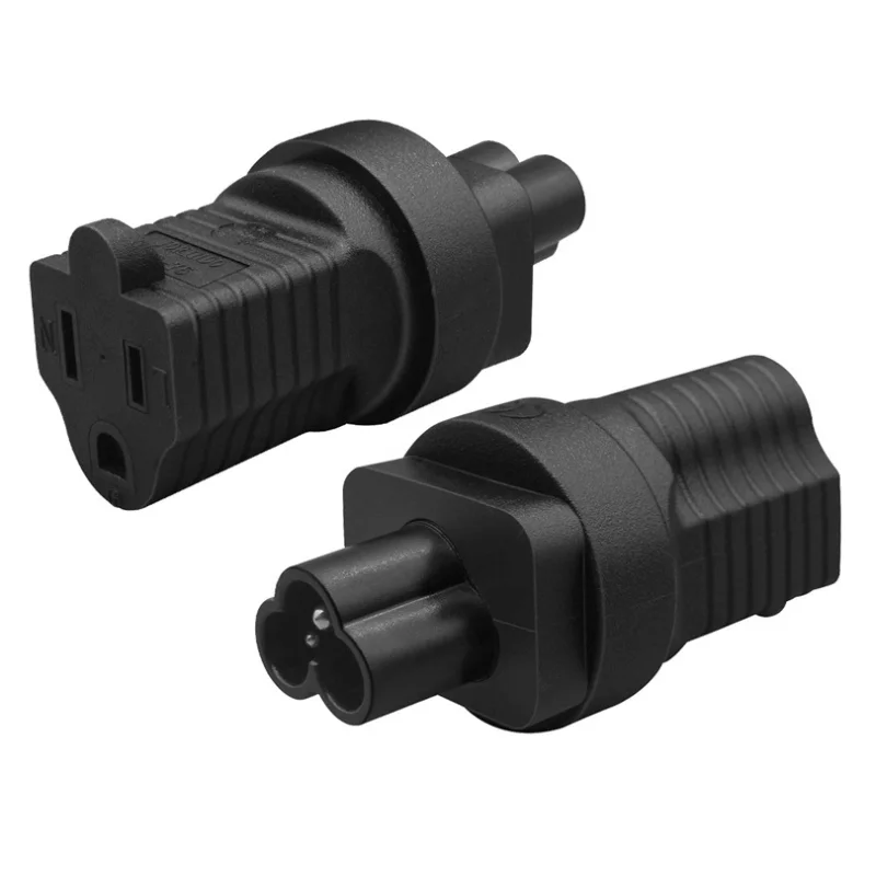 Convertidor de enchufe multiusos, negro, PVC, cobre, EE. UU. 5-15R a IEC320-C6, aplicable a EE. UU., Canadá, México, Colombia, Japón