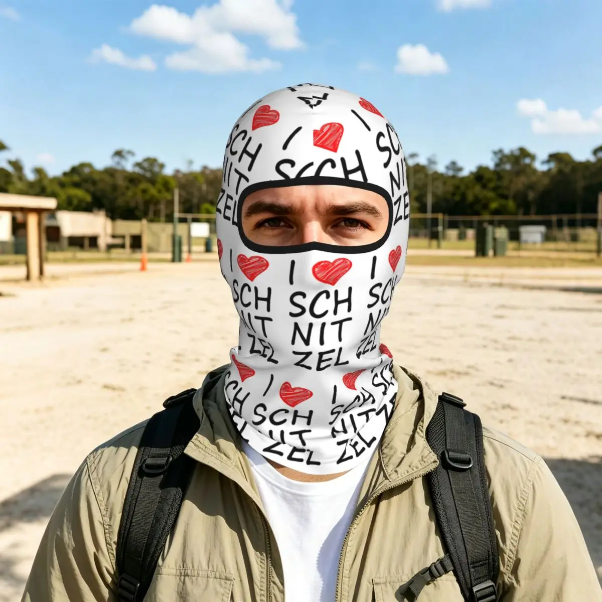 I Love Schnitzel Breathable Thin Balaclava Full Face Mask Sun Protection Neck Gaiter For Motorcycle Cycling