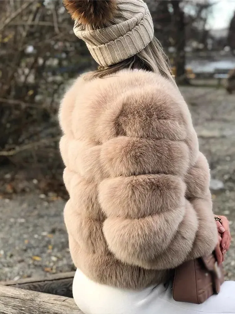 

Fashion Solid Faux Fur Coats Women's Fluffy Plush Long Sleeve Zippers Warm Thicken Overcoat 2025 Autumn Lady Casual Streetwear