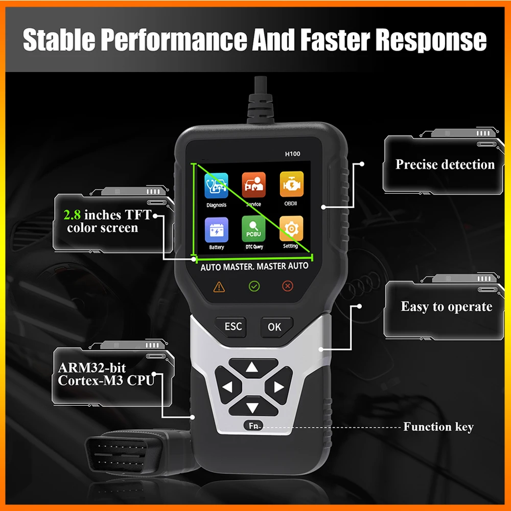 

Automotive Inspection Tools H100 Handheld Version BMW, Toyota, Ford and Other Cars Include 24V Heavy-duty Truck Optional Fault