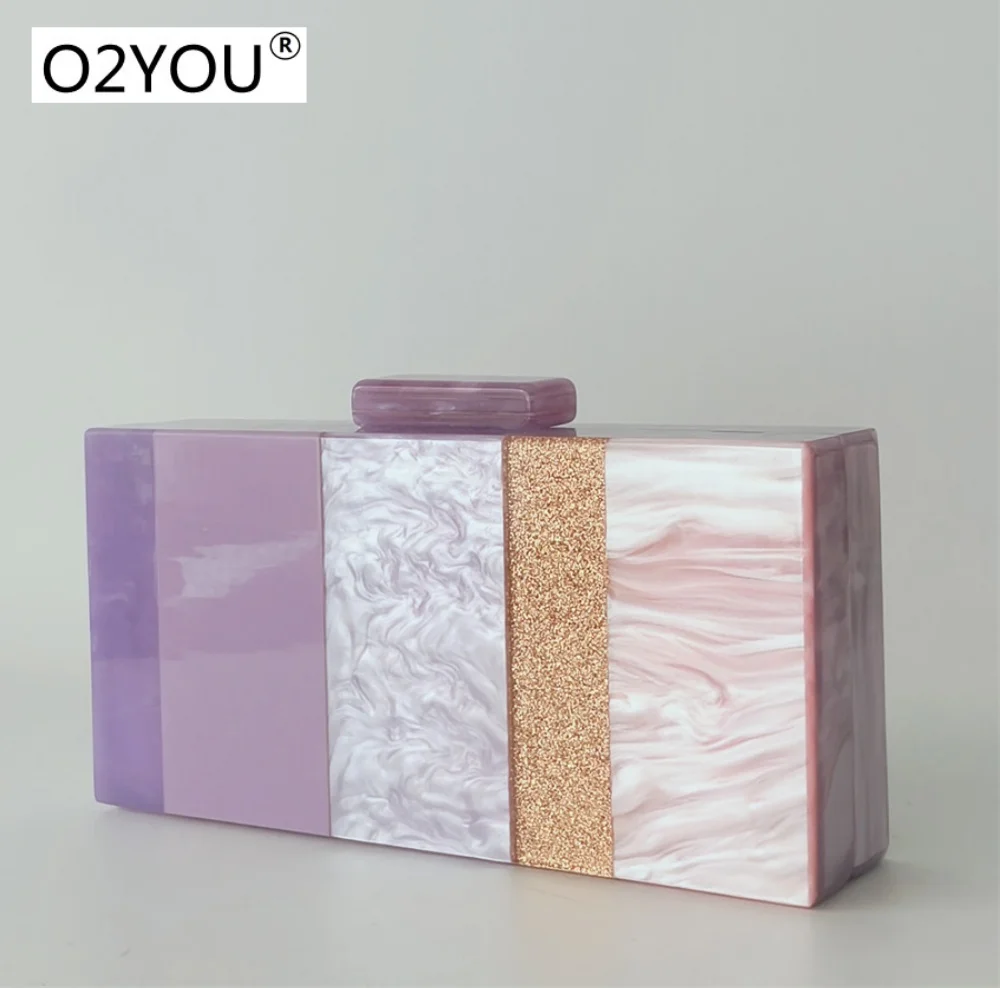 

Acrylic Luxury Coin Purse Handbag New Cocktail Party Shoulder Wedding Bag Clutch Evening Mixed Color Patchwork Crossbody Bags