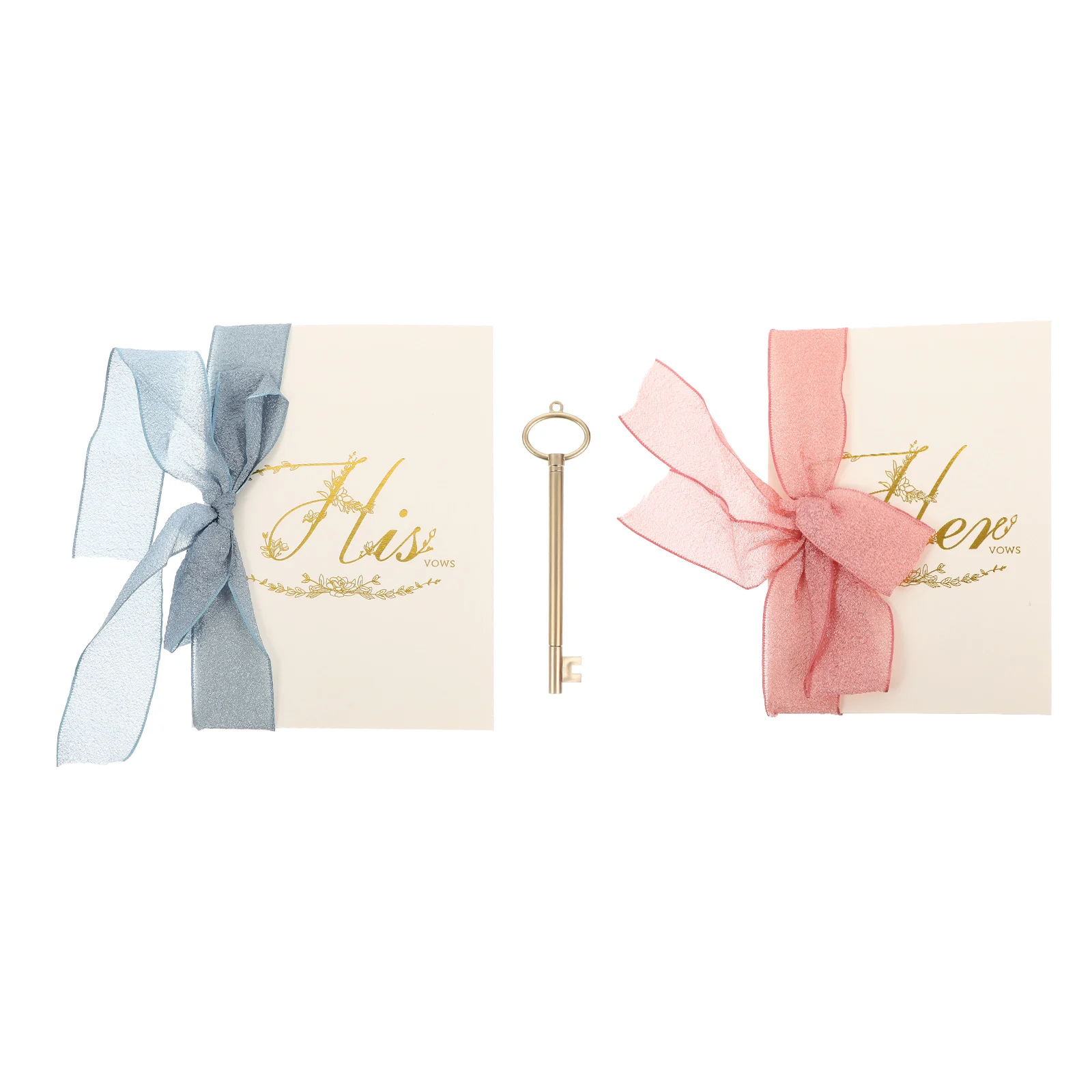 

Wedding Vows Cards Handmade Gold Foil Bow Books Bride Groom Vow Cards Blue Pink Ribbon Elegant Design Premium Paper Durability