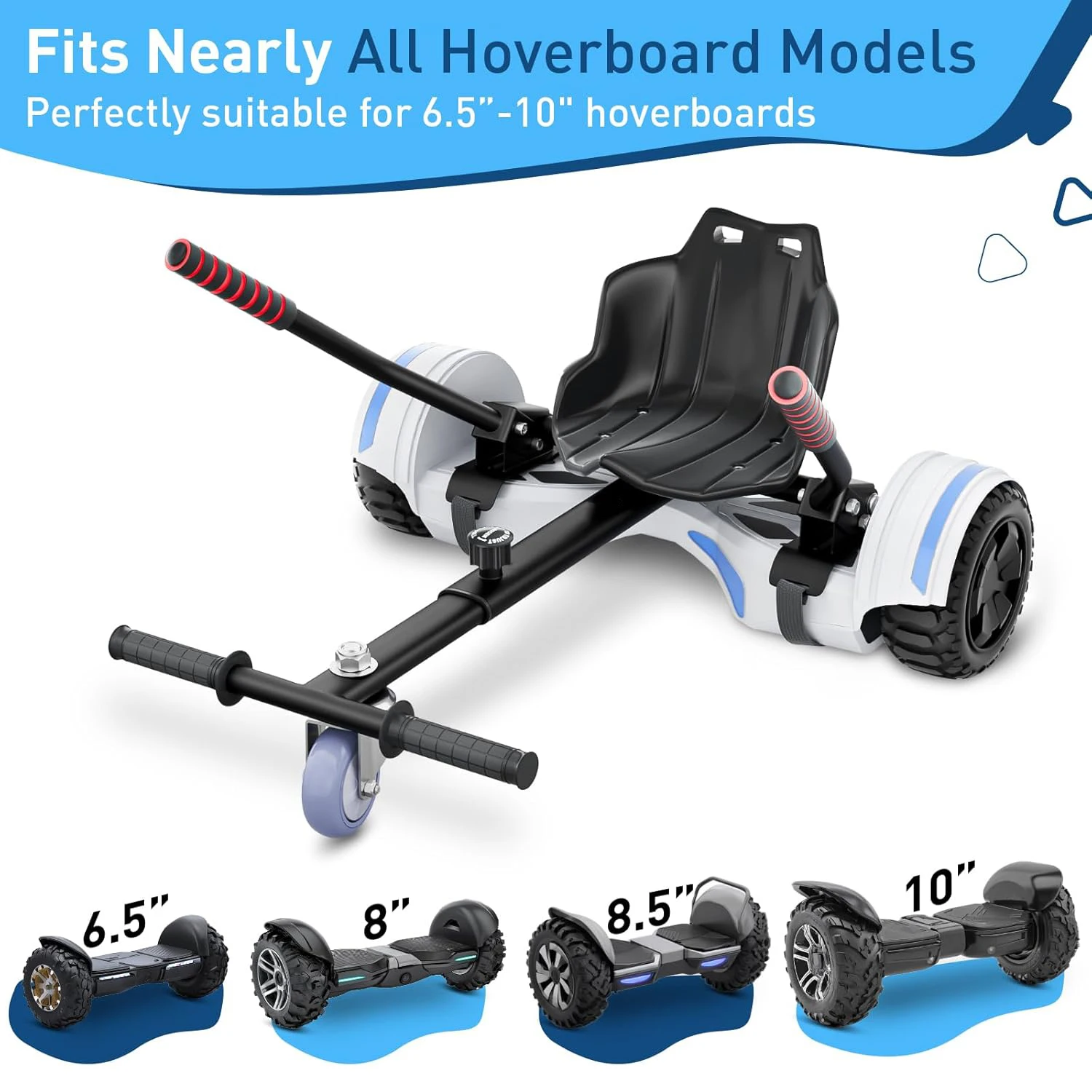 Hoverboard-Sitzbefestigung für 6,5" 8" 8,5" 10" Hoverboards, verstellbarer Rahmen, einfach zu montierendes Go-Kart für Kinder und Erwachsene