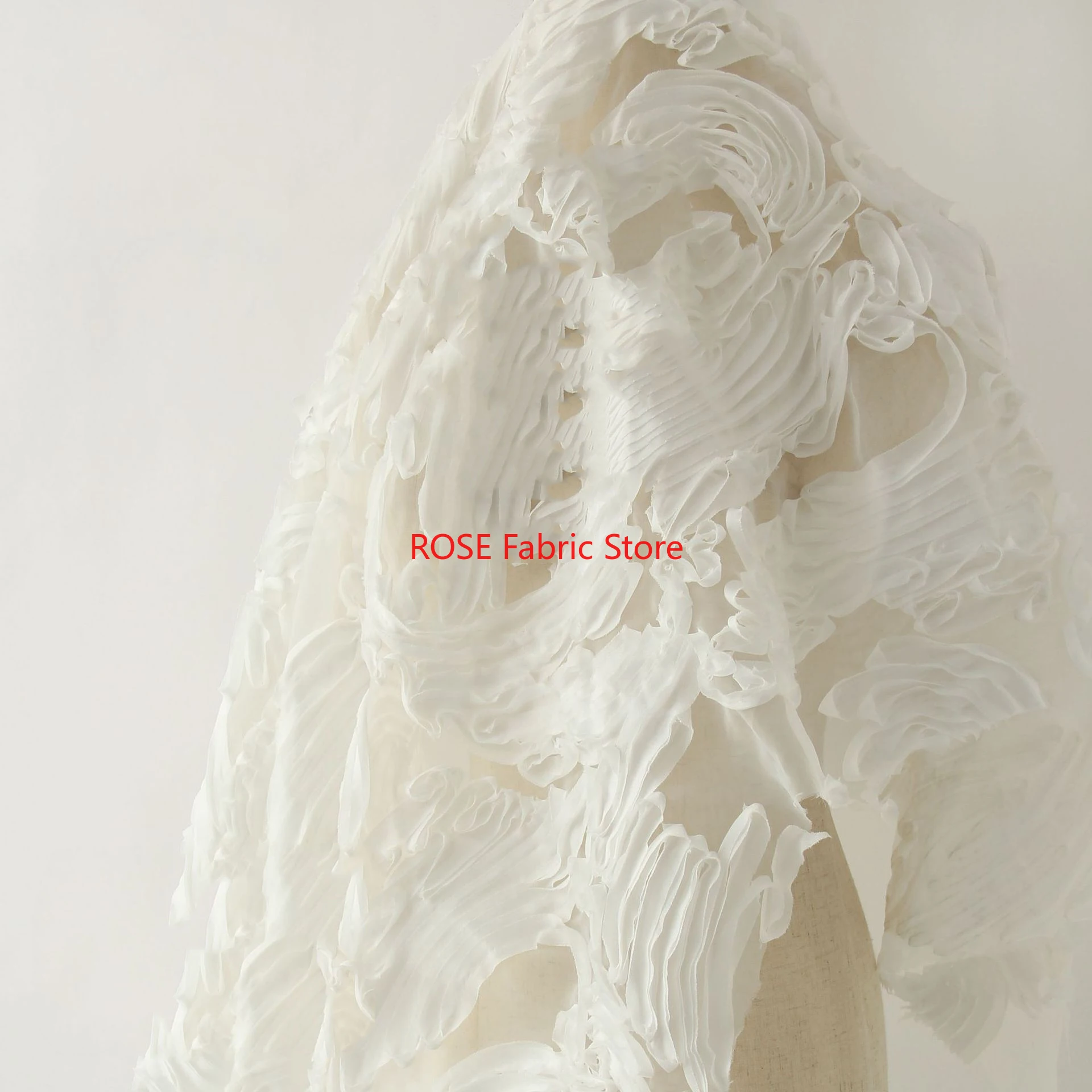 1야드 대형 꽃무늬 거즈 메쉬 자수 원단 드레스 플러피 스커트 DIY 재봉 디자이너 원단