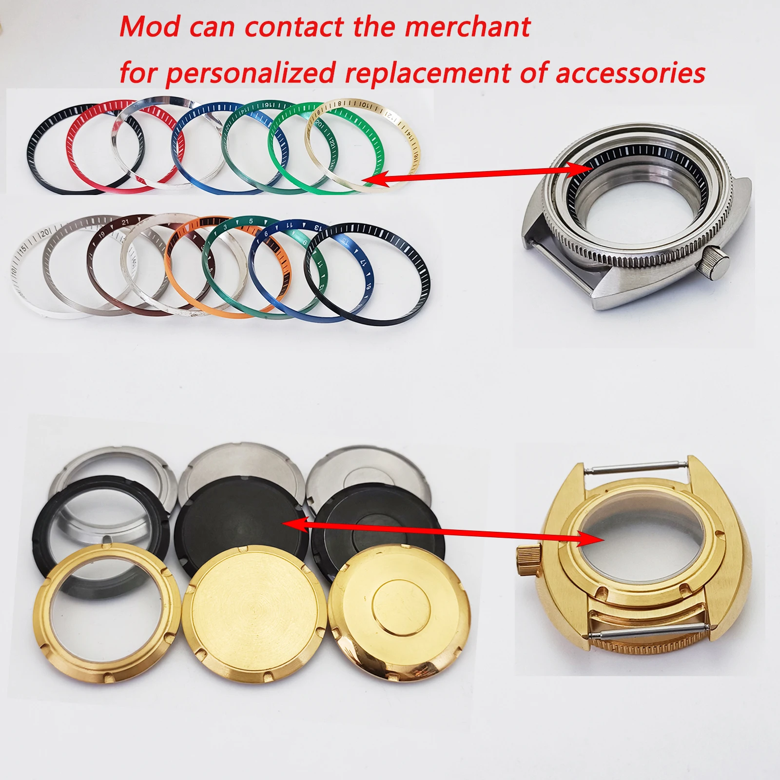 Mod Gold Turtle Case NH35 Case Crown 3.0 Resin Insert Sapphire Glass Stainless Steel Watch Case