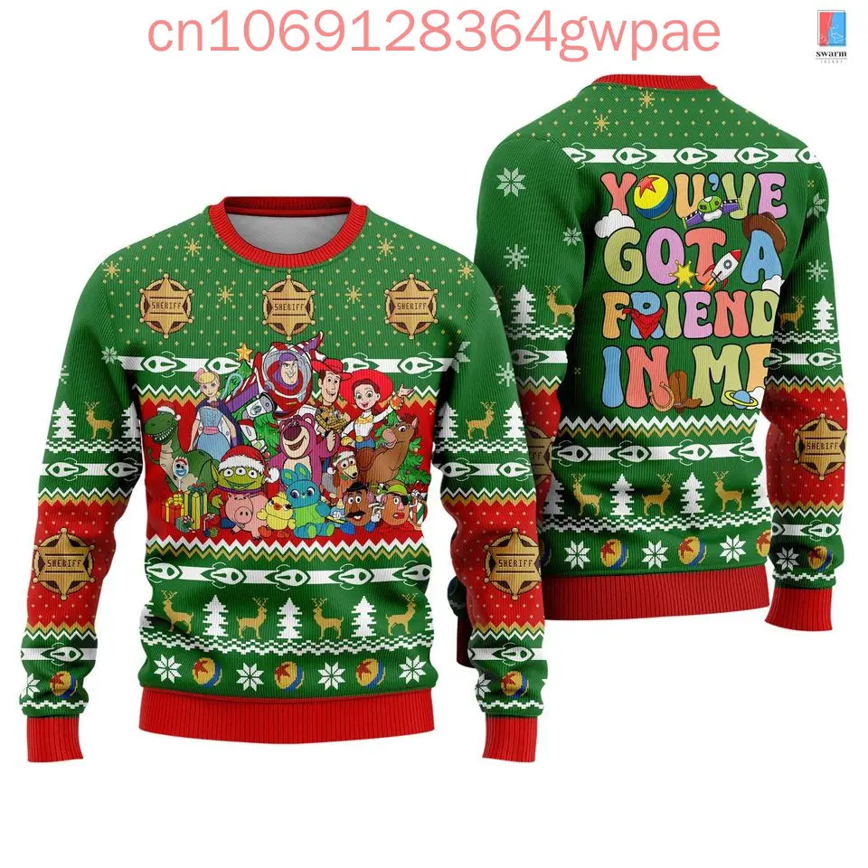 Disney Toy Story Ugly Christmas Sweater Men's Womens 3d Ugly Sweater Buzz Lightyear Ugly Christmas Sweater Anime Xmas Sweater