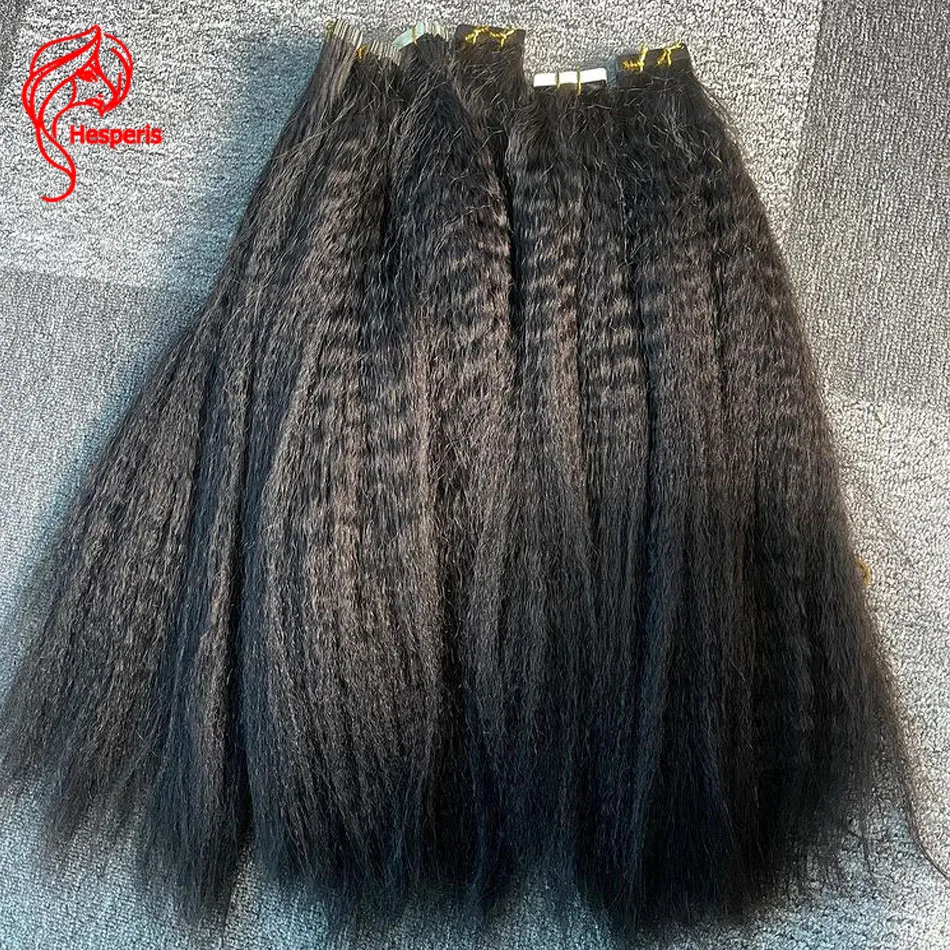 Italiaanse Yaki Tape In Hair Extensions Menselijk Haar 40 Stuks Tape In Human Hair Extensions Kinky Straight Dubbel Getekend