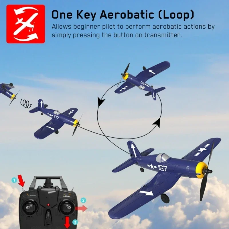 Volantex F4u Corsair Rc Plane One-key Aerobatic 2.4g 4ch Epp Foam 400mm Wingspan Remote Control Child Airplane Aircraft Toy