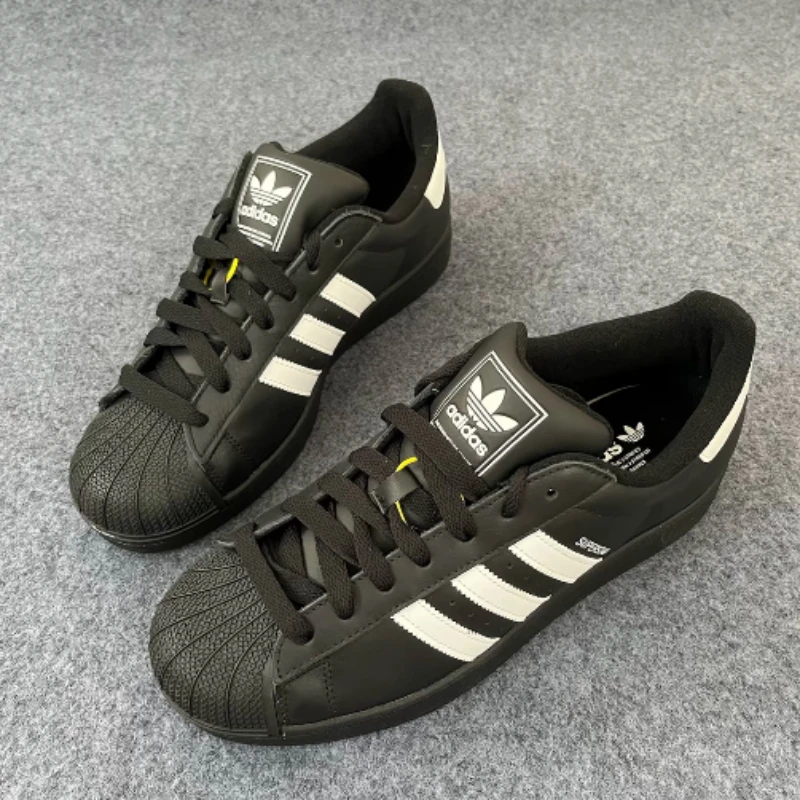 Adidas Originals Superstar 2 Unisex Classic Shell Toe Low Top Sneakers Thin Sole Comfortable Versatile Black White-JI0079