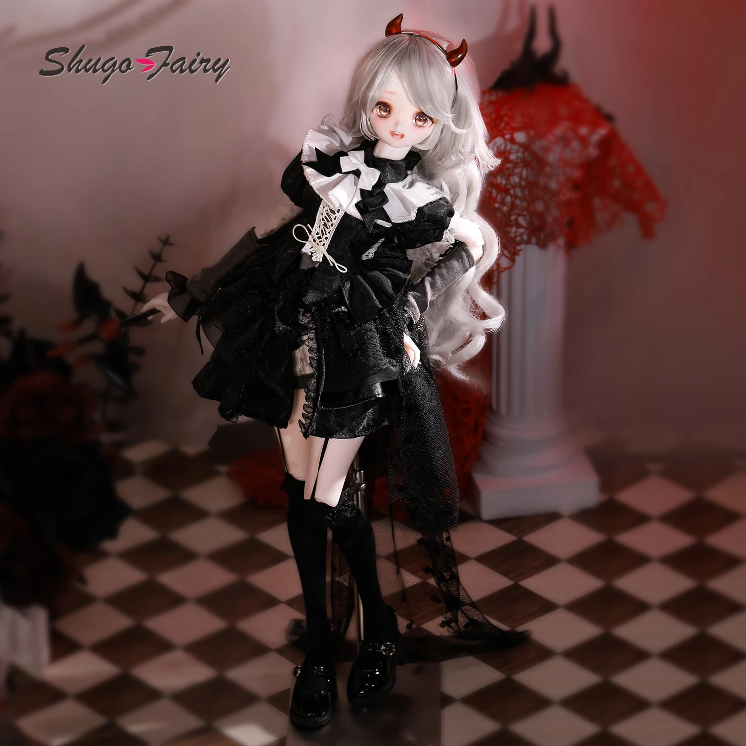 ShugaFairy Bree A 1/4 BJD FullSet Anime-Style Head Demon Horn Cat Female Magnetic Tail  Ears Ball-Jointed Doll Gift Figure view 4