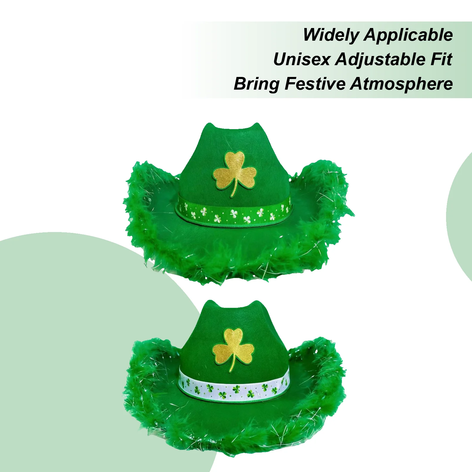 

Cowboy Hats Flexible Party Outfits with Shamrock Pattern Cow Boy Hats for Country Festival Party Trucker Boys Decorations