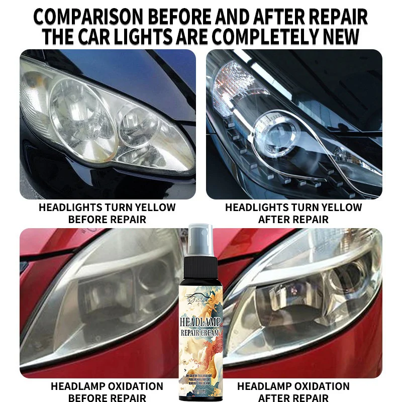 Ready Stock 100ml Car Headlight Restoration and Repair Liquid, Headlight Scratch and Yellowing Cleaner, Quick Brightening Coatin