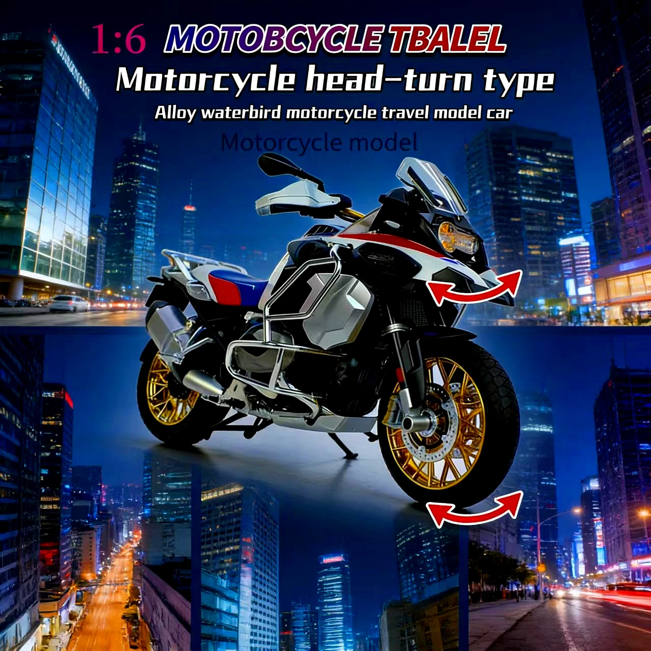 

Масштаб 1:6, модель игрушки BMW R1250 GS ADV, модель мотоцикла из алюминиевого сплава, высокоэластичная для коллекции, подарок для мальчиков