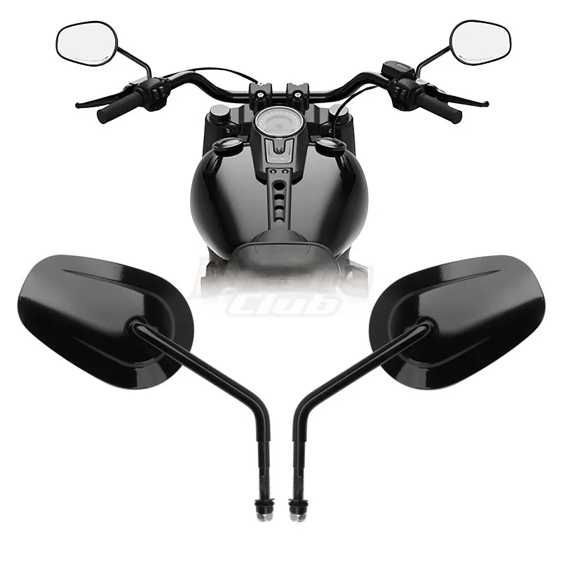 For Harley Touring Road King Road Glide Sportster 883 1200 Dyna Heritage Softail FXDB Black Motorcycle 8MM Rear View Mirrors