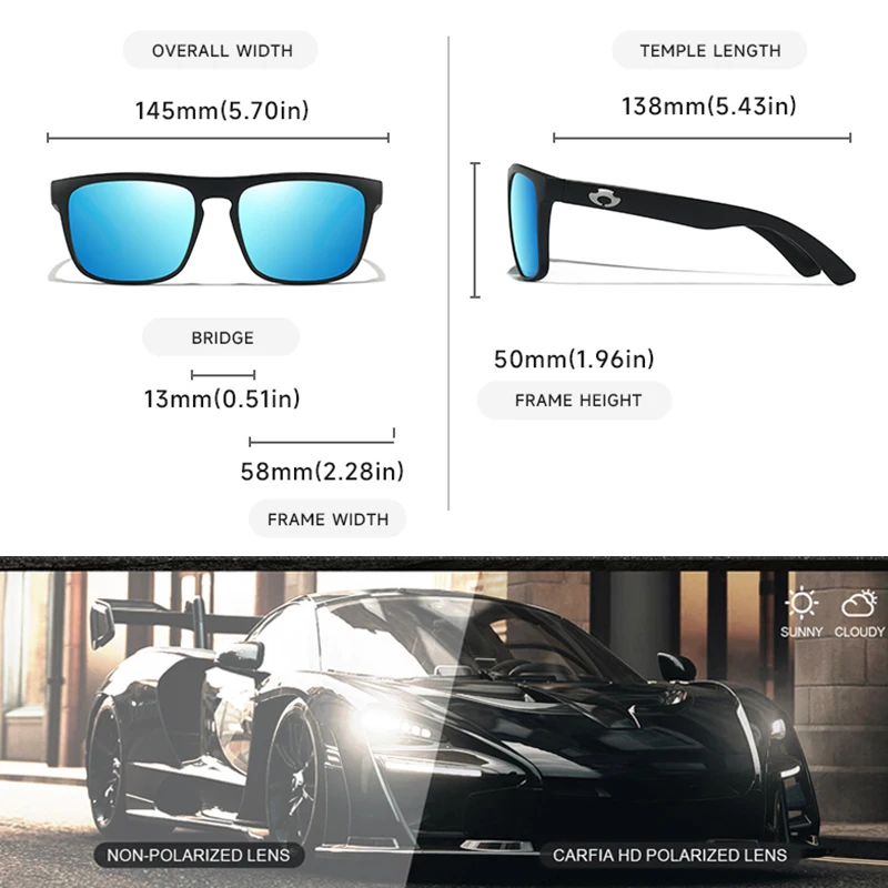 الأزرق قضاعة الرجعية مستطيل النظارات الشمسية للرجال النساء الاستقطاب UV400 الكلاسيكية العصرية نظارات القيادة ركوب الدراجات الصيد نظارات شمسية #3