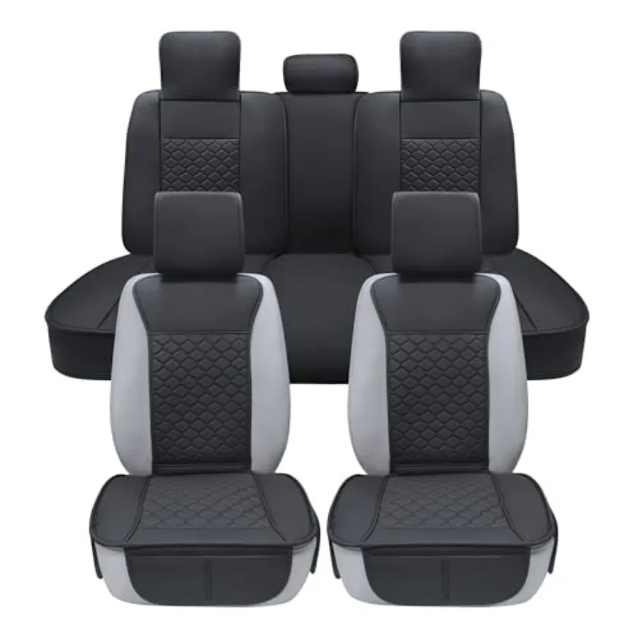 

Car Seat Cover Full Set Leather Car Seat Protector Universal fit for Most Cars SUVs and Trucks Water Proof Front and Rear Seat