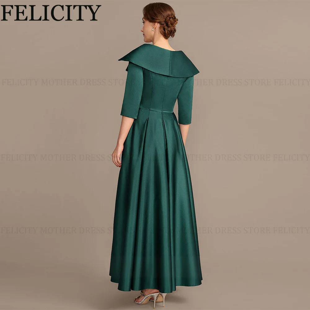 FELICITY カスタマイズされたモダンな花嫁の母のドレス A ライン アップリケ 結婚式のゲストドレス サテン フロアレングス パーティー イブニングドレス