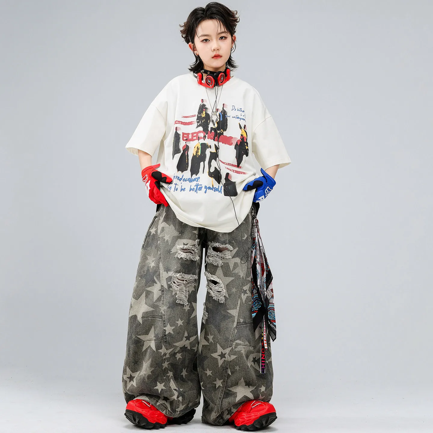 Boys Hip Hop T-shirt Solid Vest Cargo Shorts Girls Street Dance Jazz Costumes Children Teens Clothes Sets Kids K-pop Streetwear