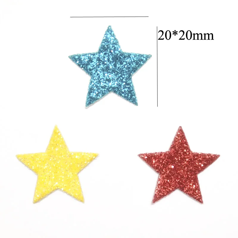 100Pcs 20mm Mixed Colors Padded Glitter Leather Star Appliques/Scrapbooking Craft Card Making Crafts Ornament Accessories