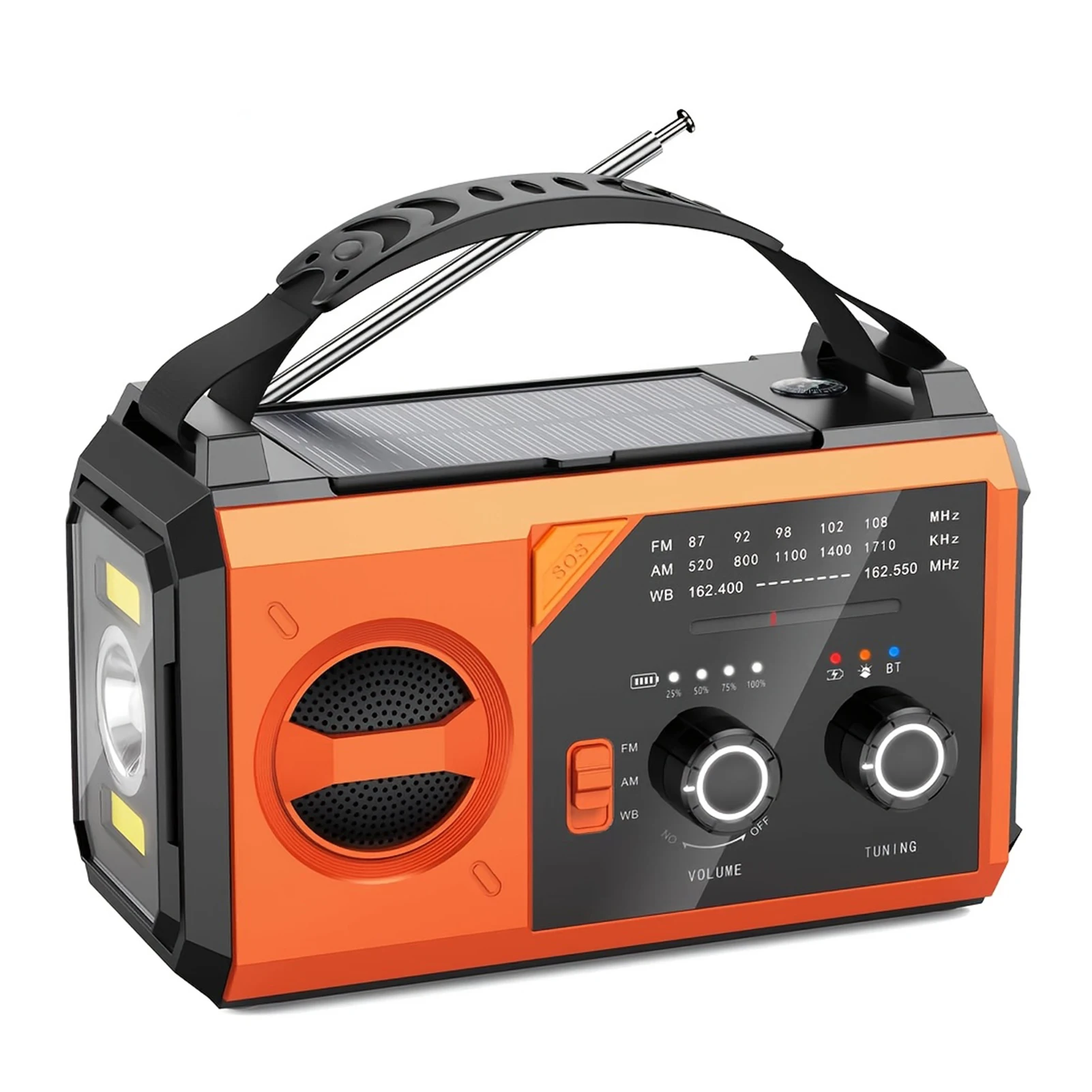 راديو الطقس في حالات الطوارئ 20000mAh AM/FM/WB NOAA مصباح ليد جيب كرنك اليد SOS إنذار راديو للتخييم في حالات الطوارئ