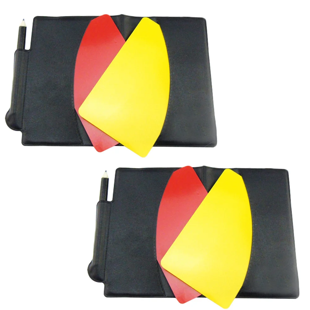 

2Sets Red Yellow Card Referee Kits Lightweight Durable PVC Portable Wallet Soccer Referee Kit Accessory