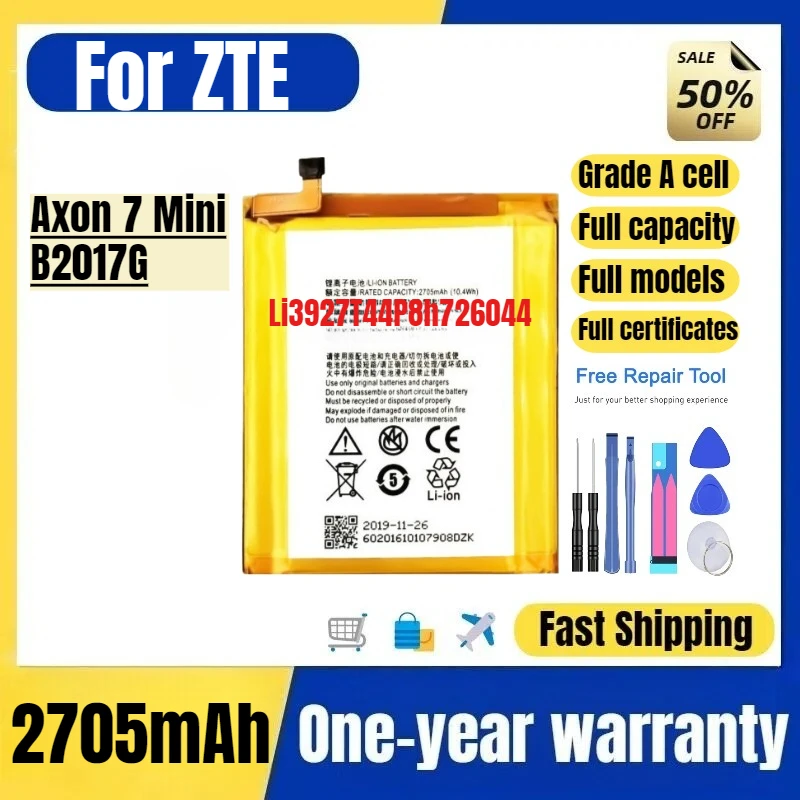 

Li3927T44P8h726044 for ZTE Axon 7 Mini/B2017G Phone Battery High Quality High Capacity Replacement Bateria Grade A Cell WithTool