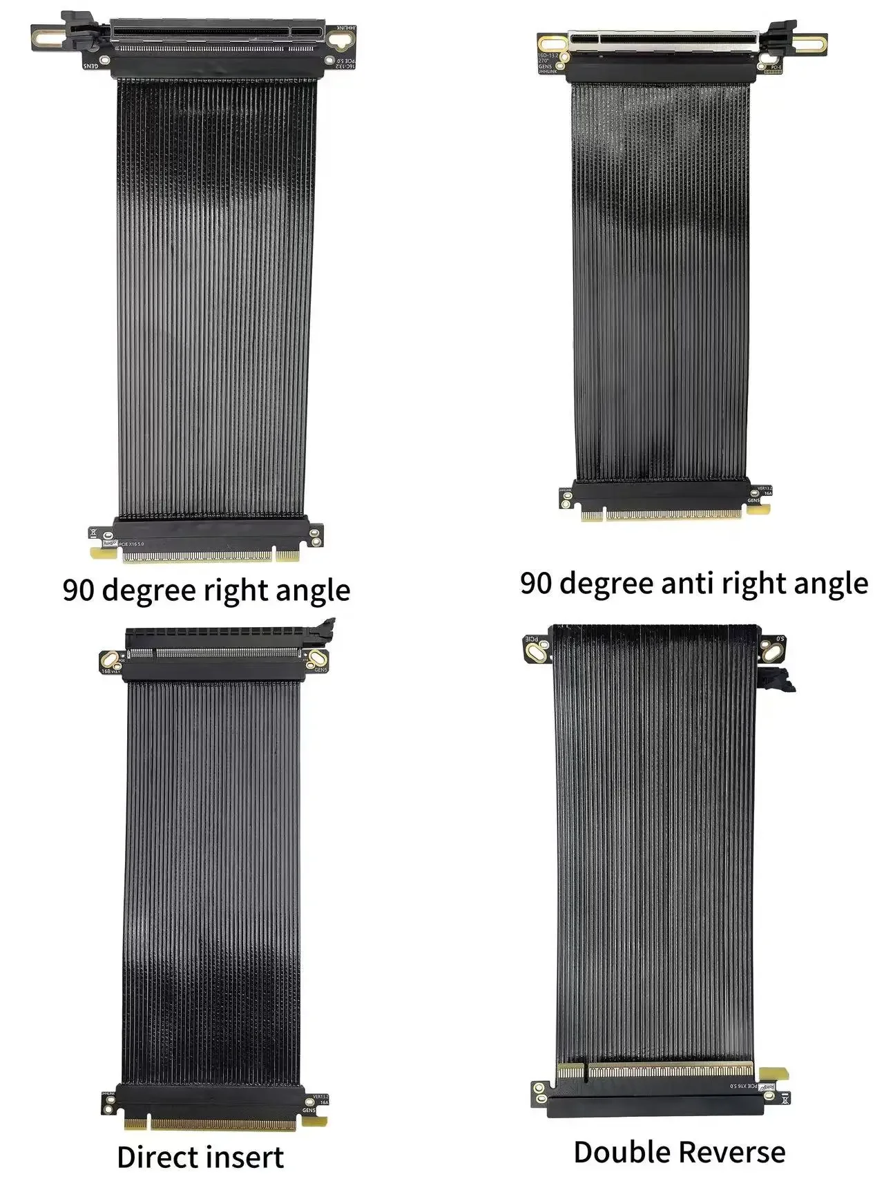 PCIe 5.0 X16 Riser Cable 64Gbps for 50/40/30 Series, Compatible 4.0/3.0, for Vertical installation GPU 180° to 90°