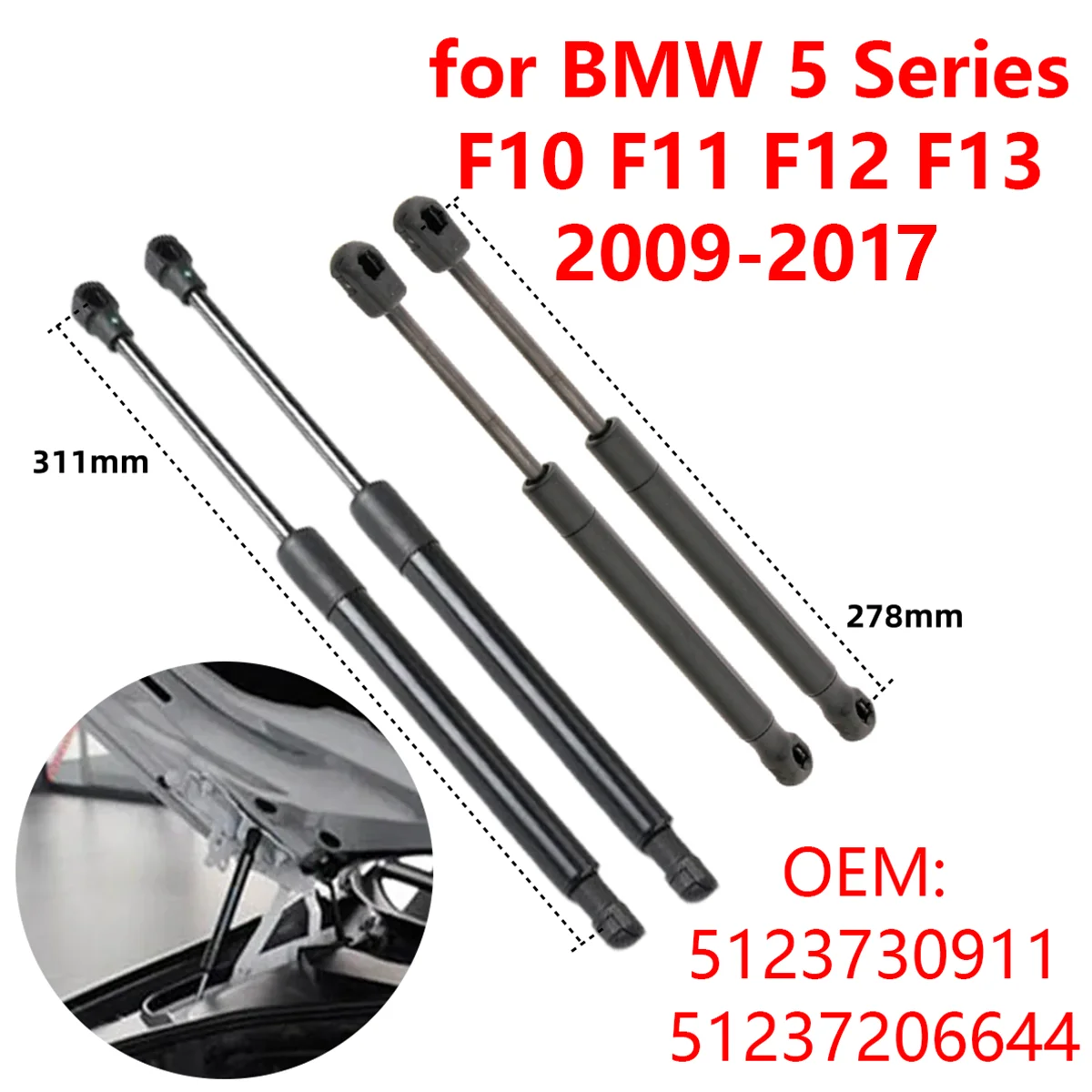 

Держатель для капота BMW 5 Series F10-F13 F06 M5 M6 2009-2017 51237309119