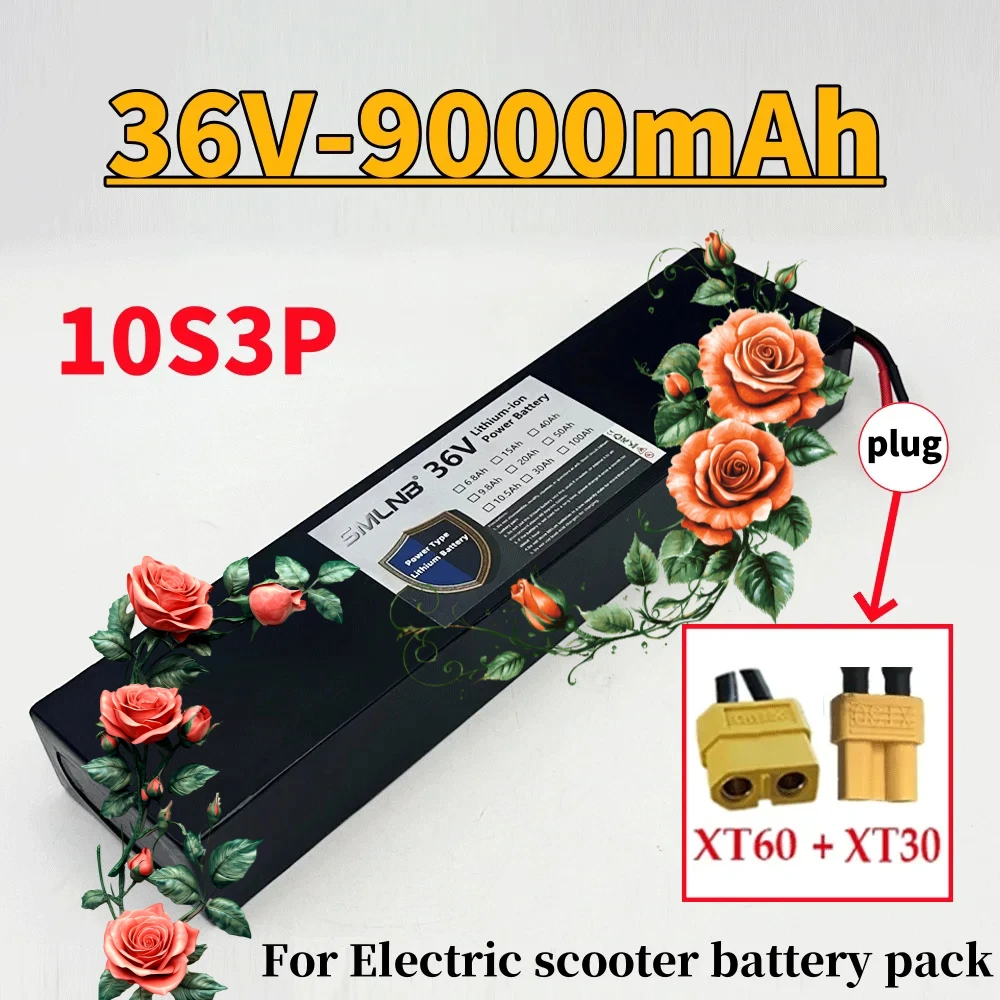 

large capacity Upgraded Rechargeable 10S3P 36V 9000mAh 42V Electric Battery Pack 18650 Lithium M365 for XT60+XT30 plug