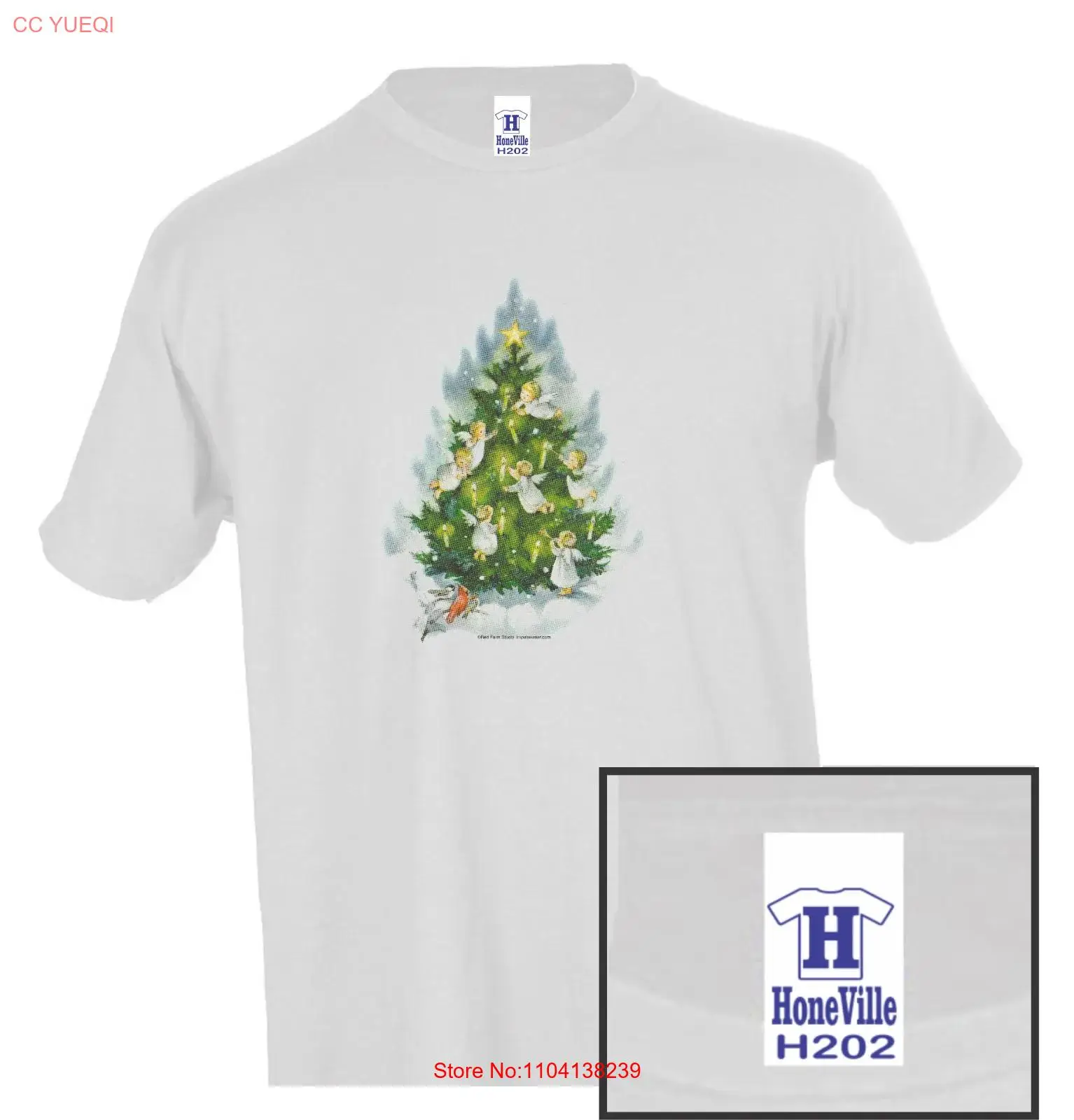 Christmas Angel Christmas tree HoneVille T-shirt Youth Adult Unisex