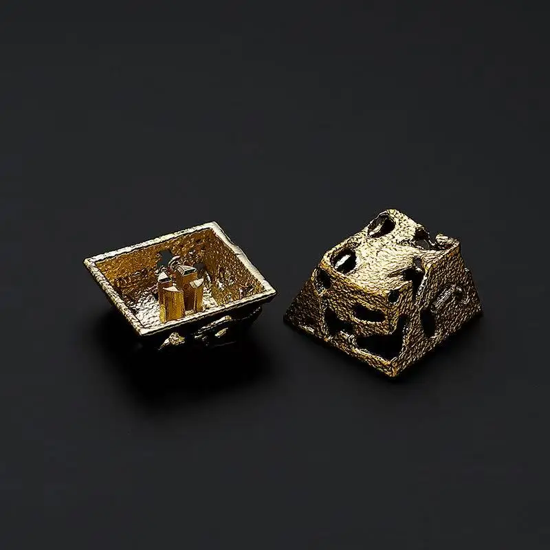 Pure Copper Hollow Metal Theme Keycaps Set Cherry Profile Custom Original Handmade Transmission Keycaps for Mechanical Keyboard