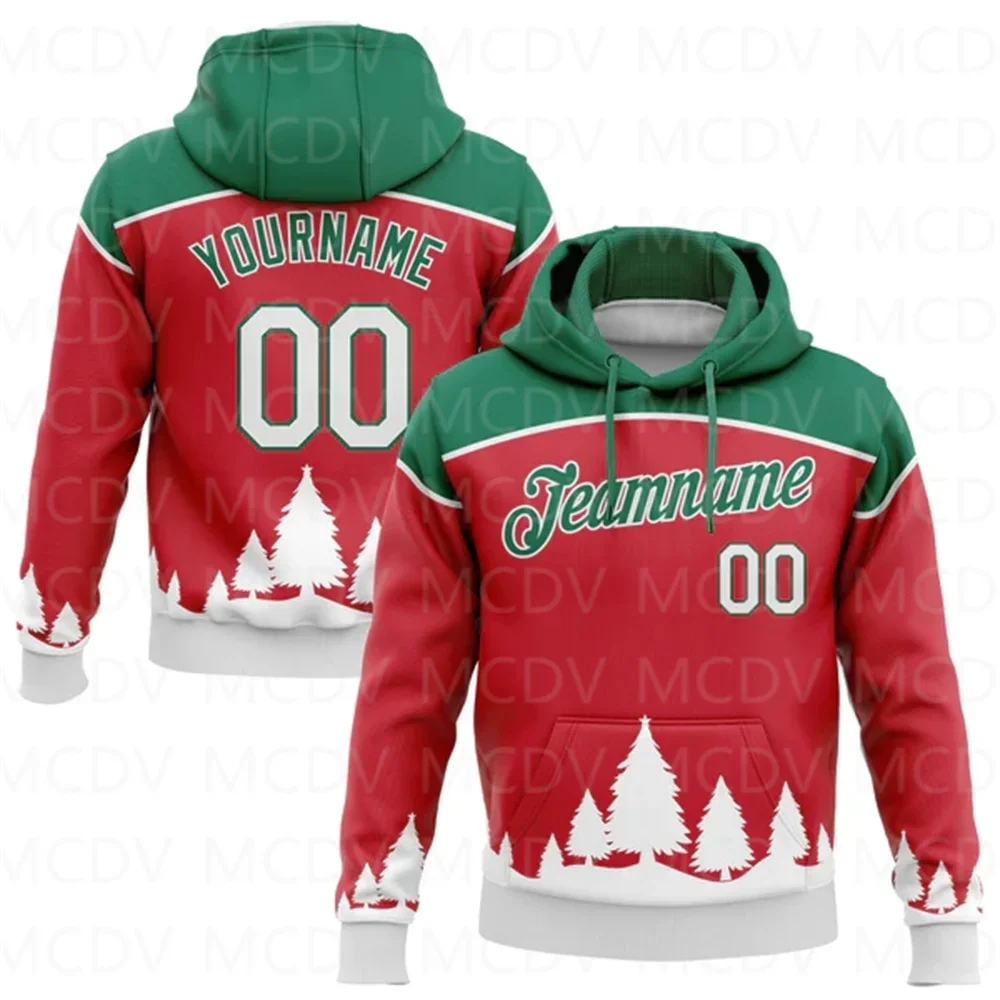 Red White-Black 3D Christmas Plaid And Snow Sports Pullover Sweatshirt Hoodie 3D Printed Hoodies Unisex Casual Street Tracksuit