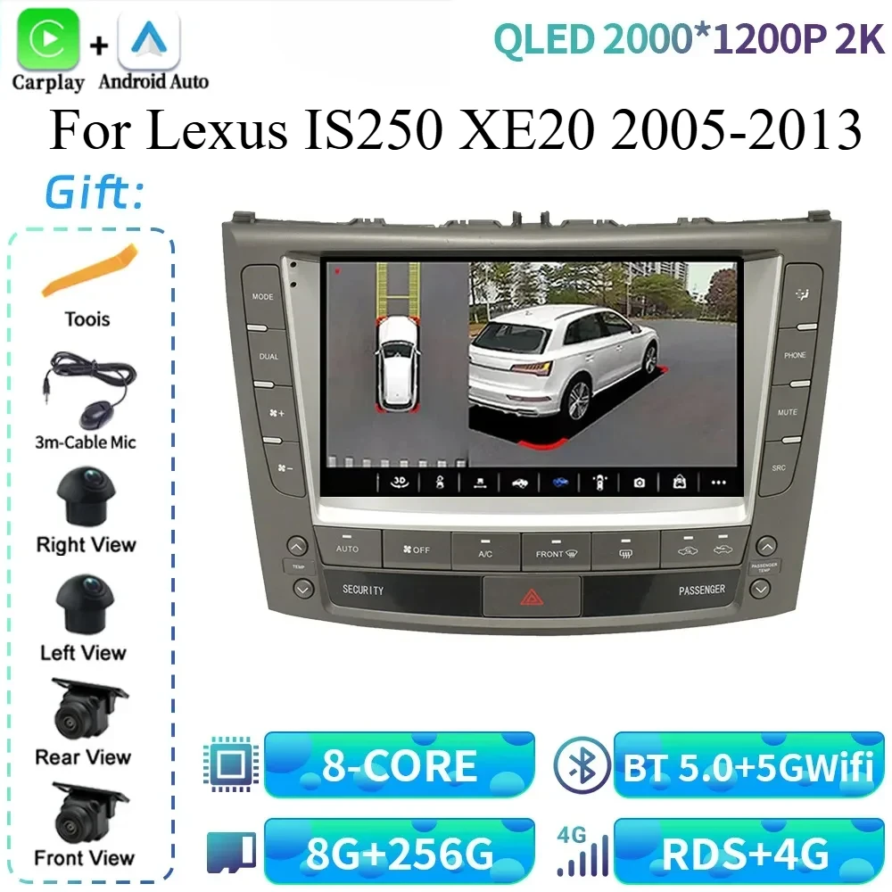 

For Lexus IS250 XE20 2005-2013 Car Radio Multimedia Video Player Navigation Wireless BT Carplay Screen 4G GPS Stereo Android 14