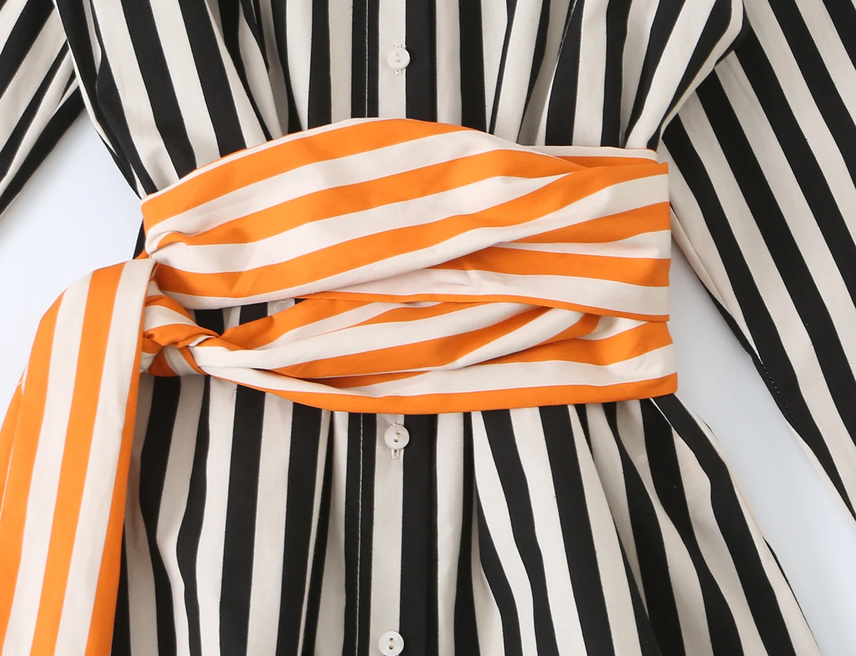 KONDALA Vintage Gestreiftes Elegantes Büro-Damenhemd Mode 2026 Herbst Orange Schleifen Luxuriöses Hemd Schicke Streetwear-Blusen – Detail 11