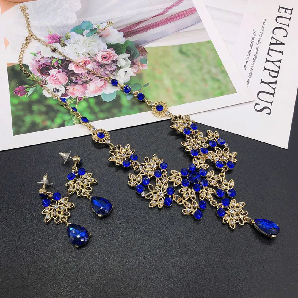 

1Set Wedding Bridal Crown Tiara Necklace Earrings Exquisite Set Wedding Jewelry for Brides Birthdays Engagements Banquet