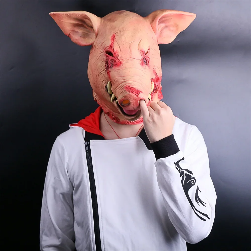 

Durable Pig Mask Terror Masquerade Pig Masks Full Head Masks Halloween Party Scary Horror Accessory Props New