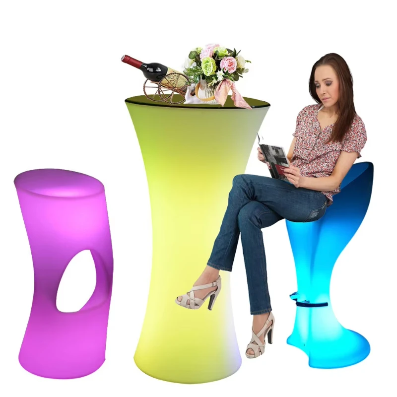 The new 16-inch illuminated high-top cocktail club bar Light Emitting Diode table is waterproof and color-changing,