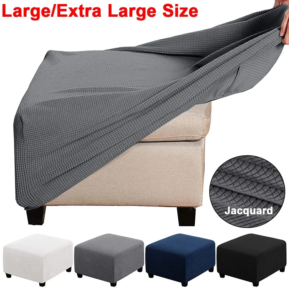 1pc Square Footstool Cover Stretch Polar Fleece Cover Sofa Footrest Stool Slipcover for Living Room Furniture Protector Case