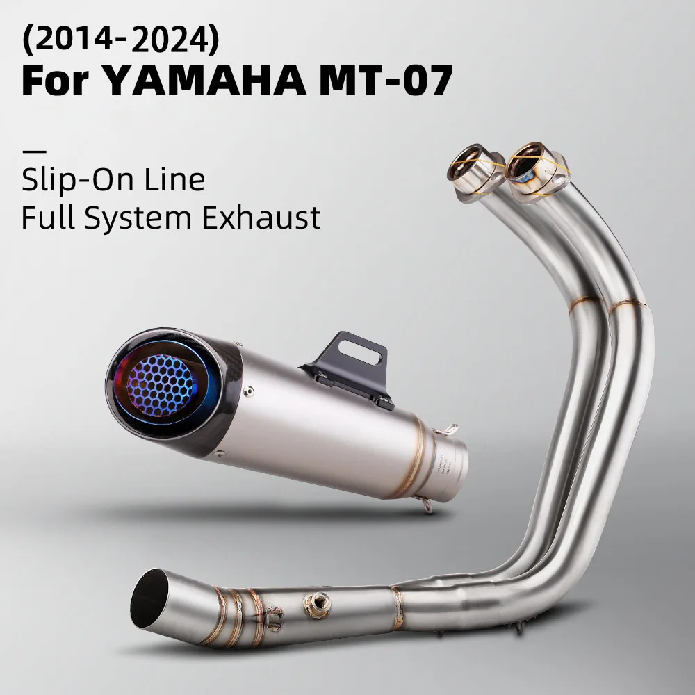 

Motorcycle Escape Moto Modified Full System Front Link Pipe with Carbon Exhaust Muffler For Yamaha MT07 FZ07 XSR700 2014-2024