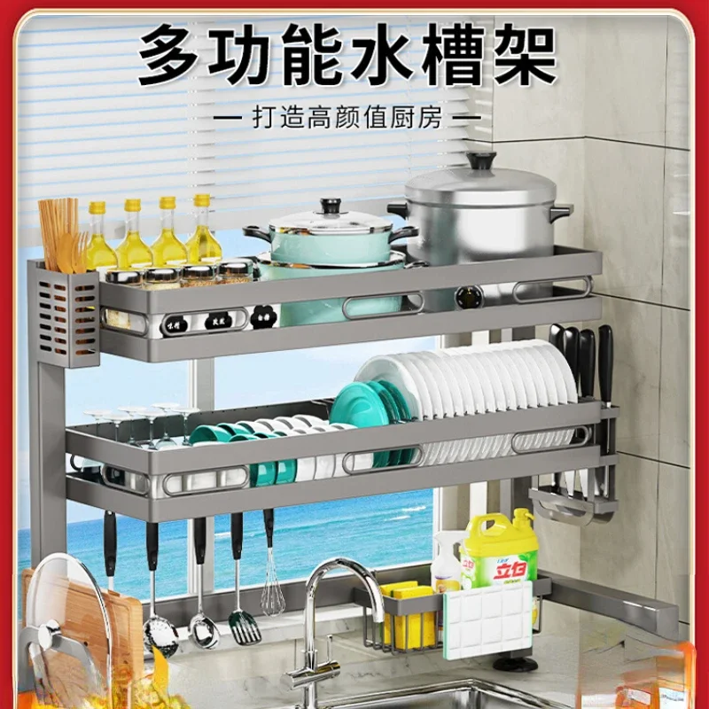 

Kitchen sink shelf above the sink drain the dishes Bowl rack Dishwasher sink put the dishes chopsticks Dishes storage rack