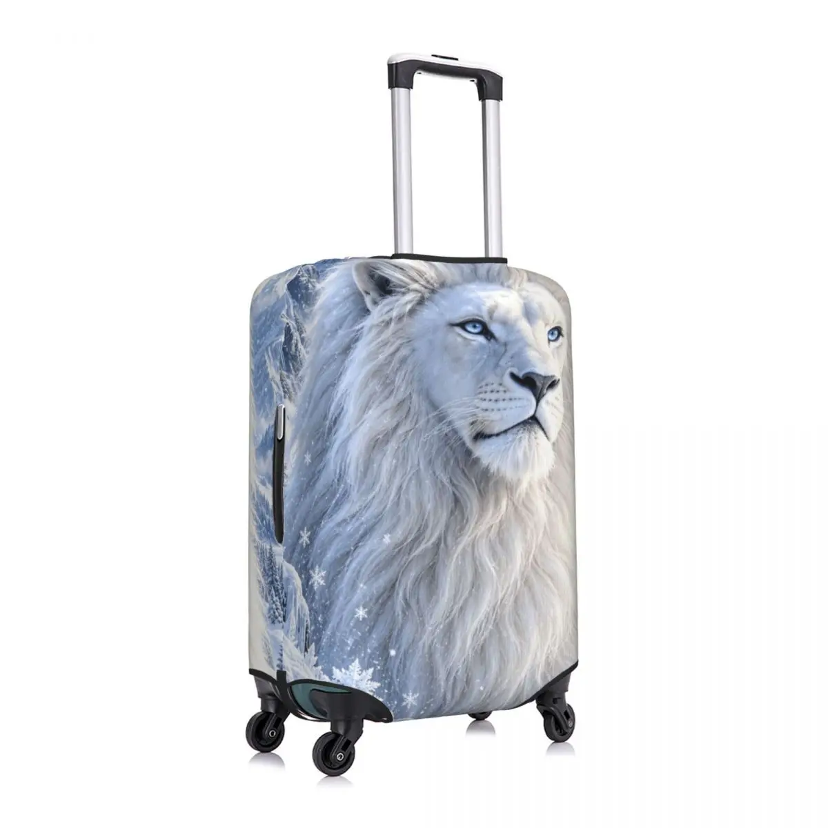White Lion Single Digital Printed Suitcase Cover Travel Protection Flight Useful Luggage Case