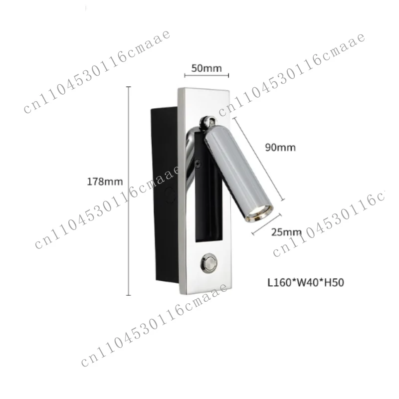Swivel wall lamp with switch, for living room study, bedside lamp for hotel bedroom, foldable spotlight strip, reading lamp