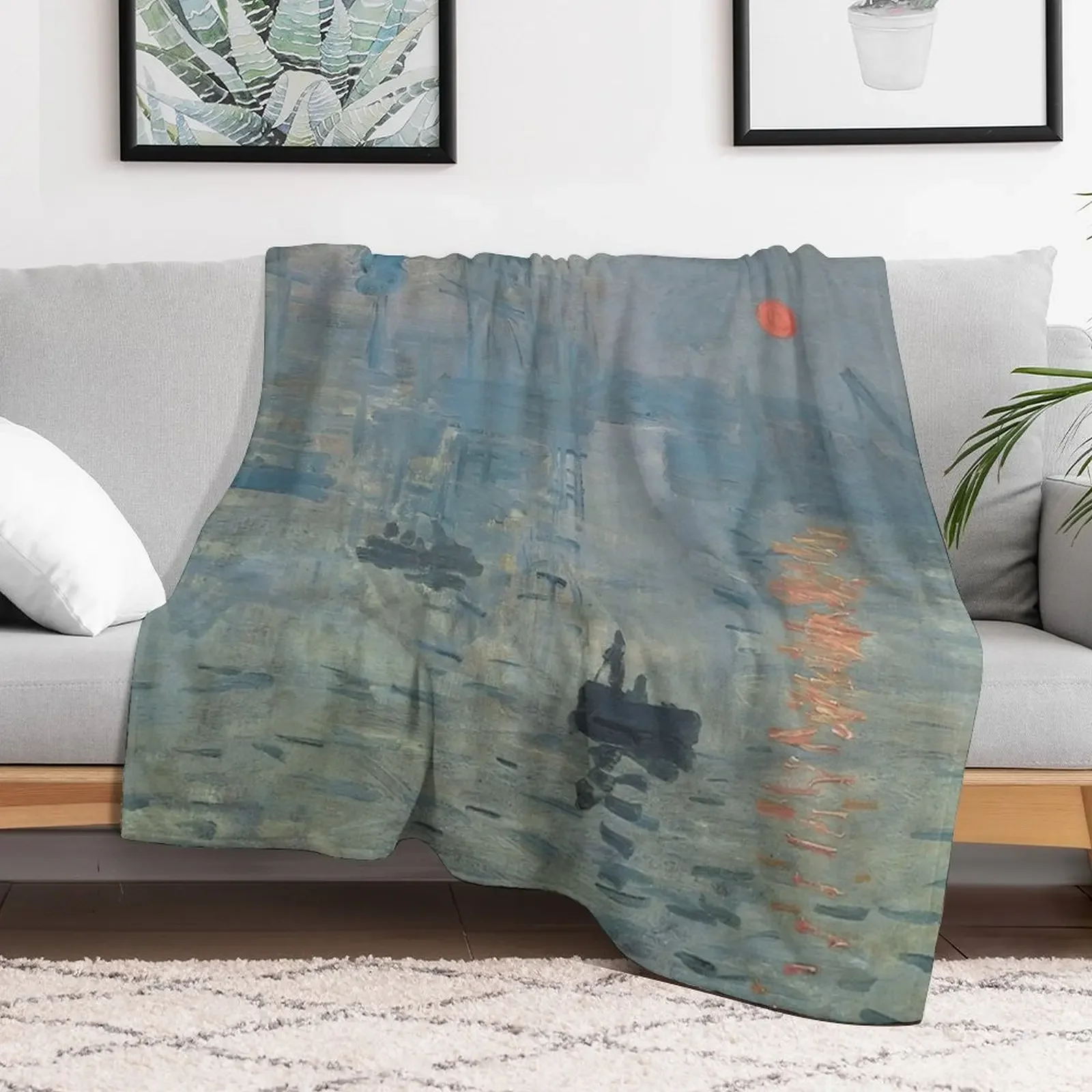 Monet Impression Sunrise Fine Art Throw Blanket Summer Cool Breathable Blanket for Sleeping