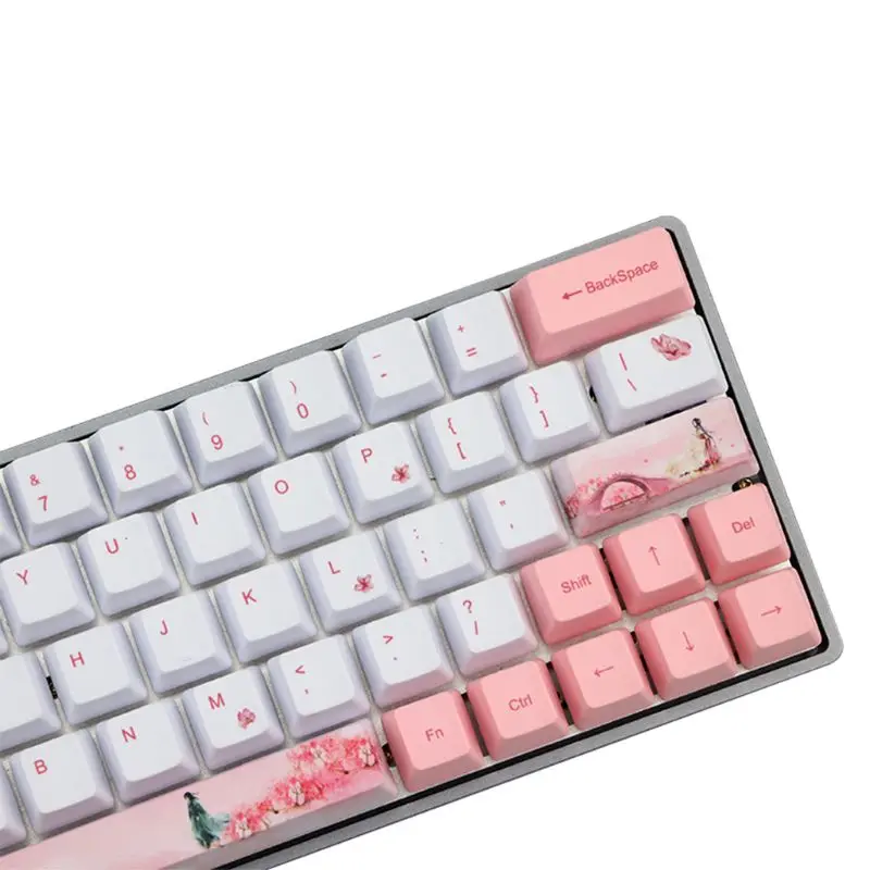 PBT Personalisasi Keycaps DIY Keycaps untuk Gaming Mechanical Keyboard Pink Keycaps Computer Peripheral Drop Shipping