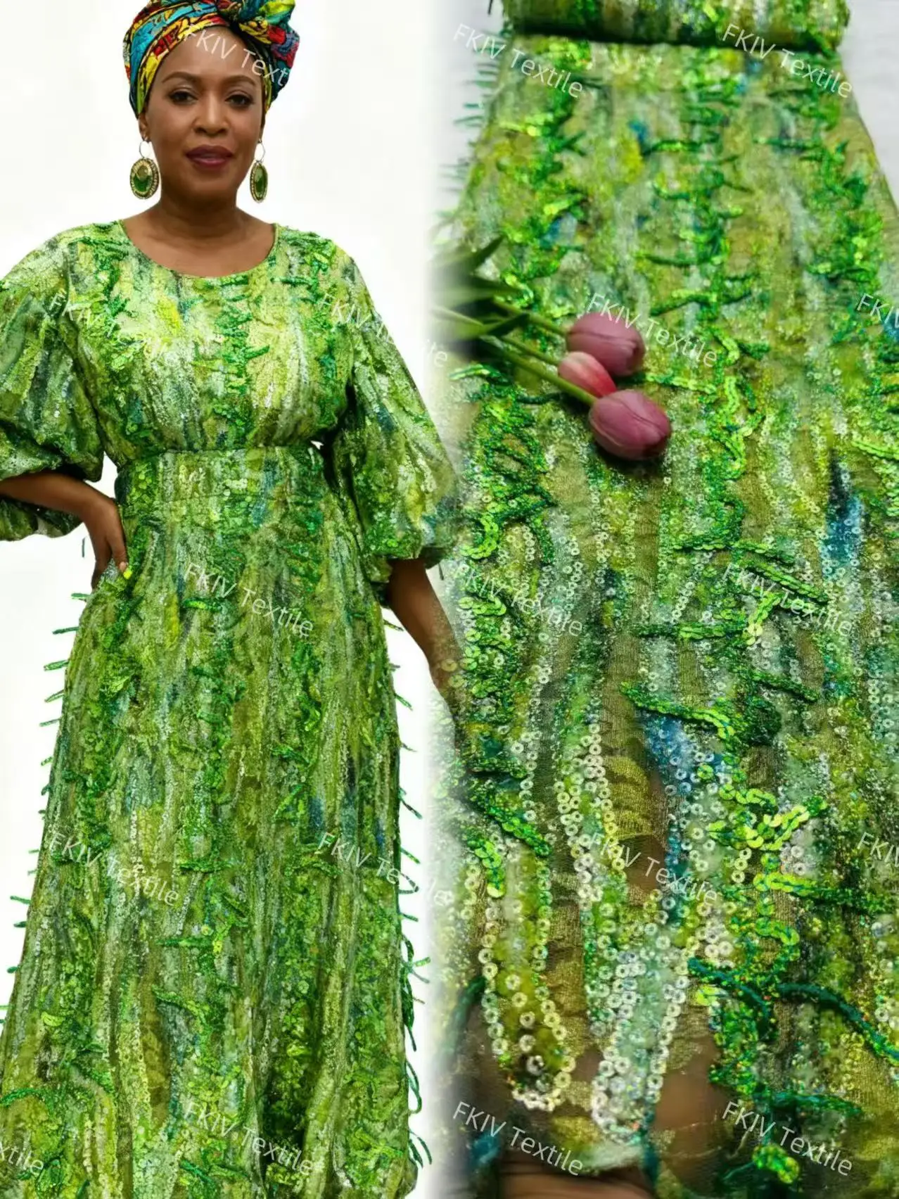 

Luxury African French Lace Fabric Sequins Tassel Embroidery For Sewing Woman Fabric Material Nigerian Sewing Trim Wedding Dress