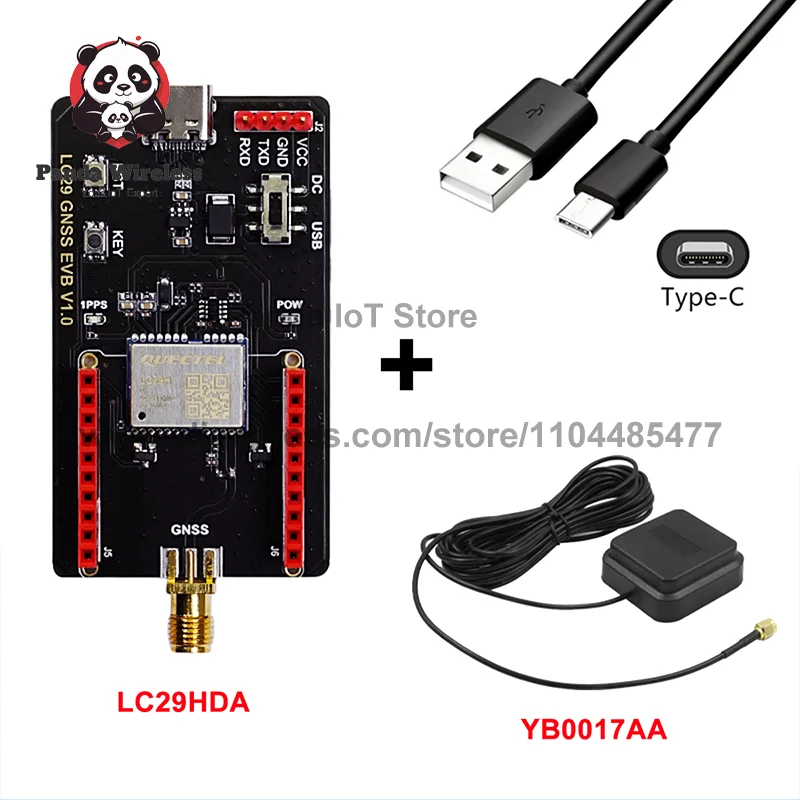Antarmuka antena GNSS LC29H dengan papan inti pin ganda dan papan EVB, kabel aktif dual-band tipe-C untuk penentuan posisi RTK