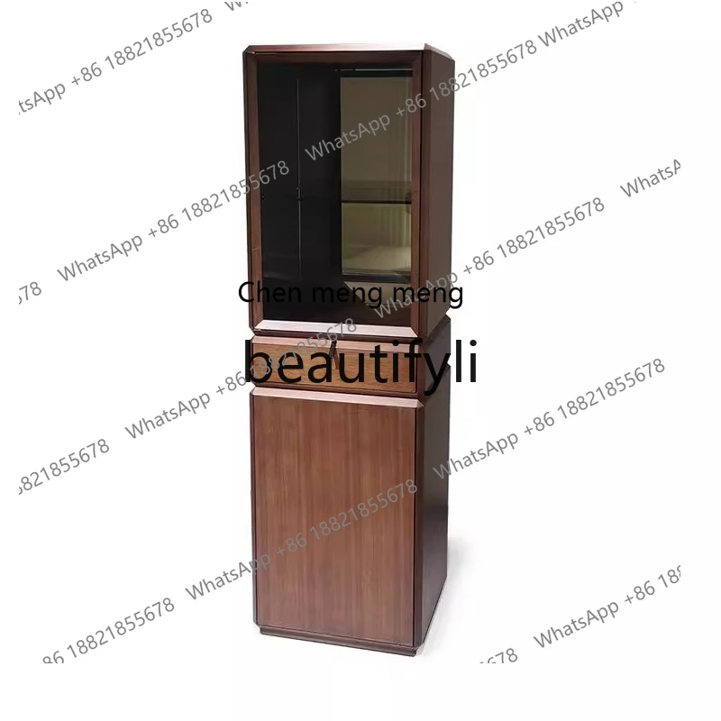 

Nordic TV side cabinet North American imported black walnut leather wine cabinet, locker H