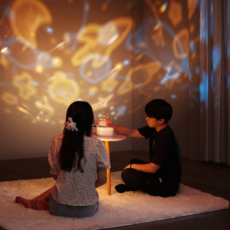 สีสันโรแมนติกโคมไฟ Air Humidifier USB ชาร์จ Dual หัวฉีด Ultrasonic Cool น้ำมันหอมระเหยน้ำ Essential น้ำมัน Diffu