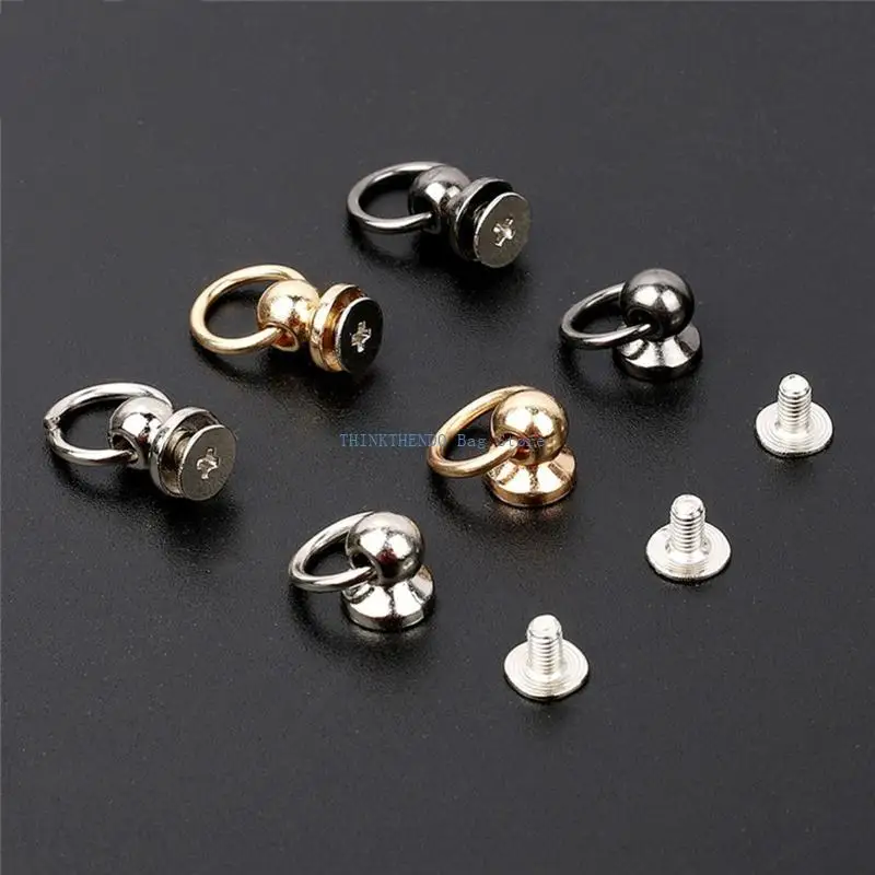 

340D 10pcs Screwback Round for Head with Pull Ring Metal Handmade DIY Accessory Heads Studs