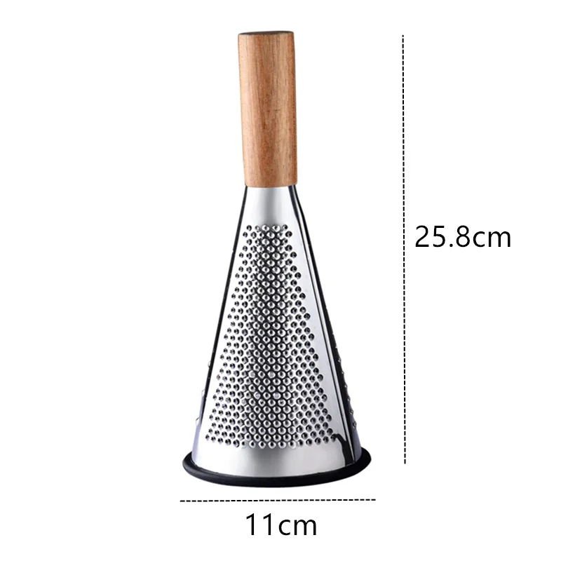 Conical Stainless Steel Grater Hand-held Wooden Handle Potato Shredder Multifunctional Ginger Grinder Kitchen Vegetable Tools image 6